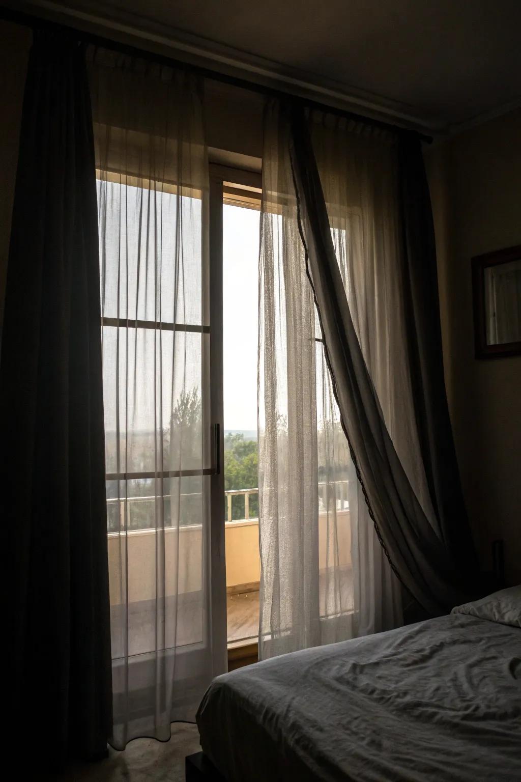 Dark curtains can transform a room with their mysterious allure.
