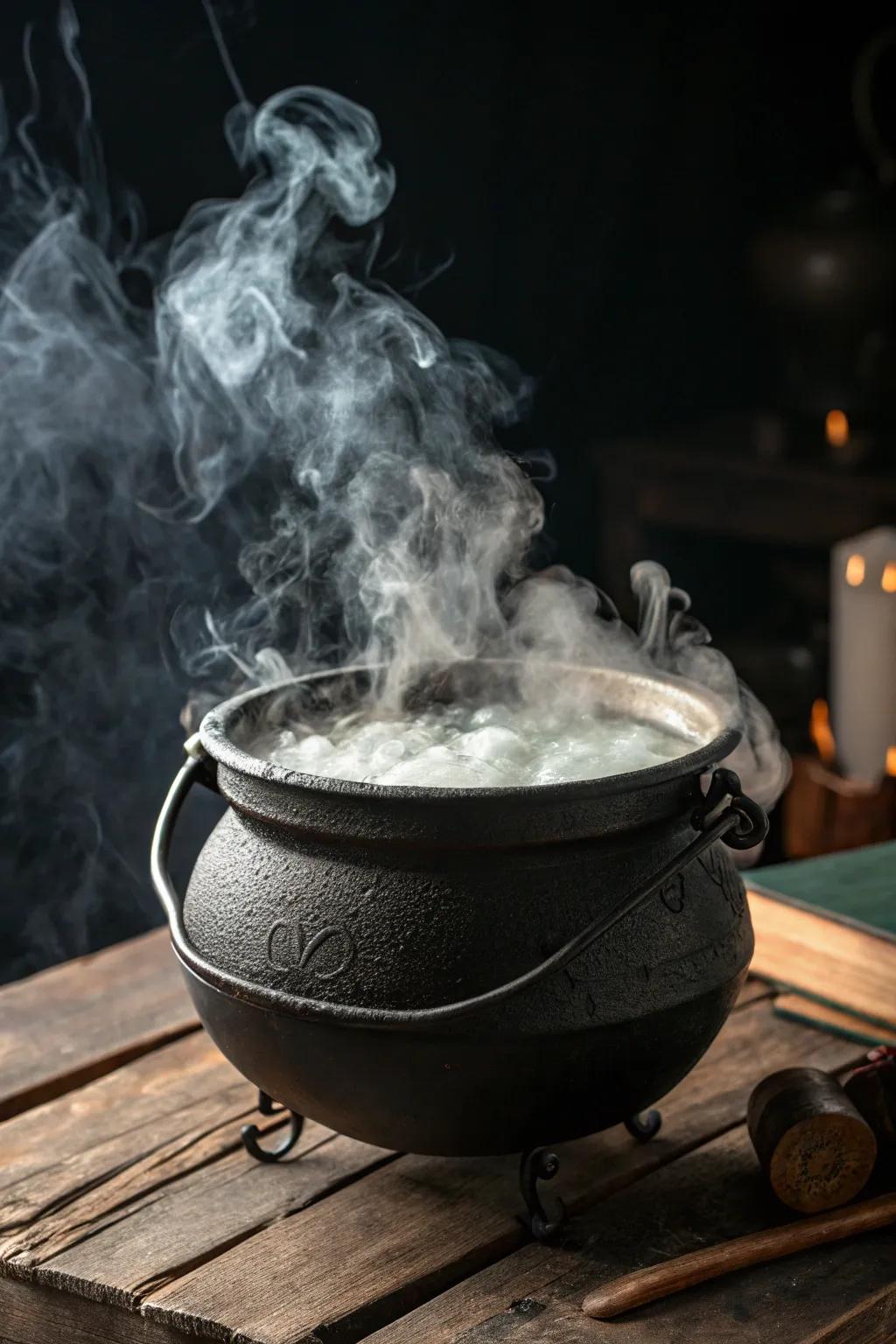 Serve a magical sorceress's elixir featuring a smoky effect.