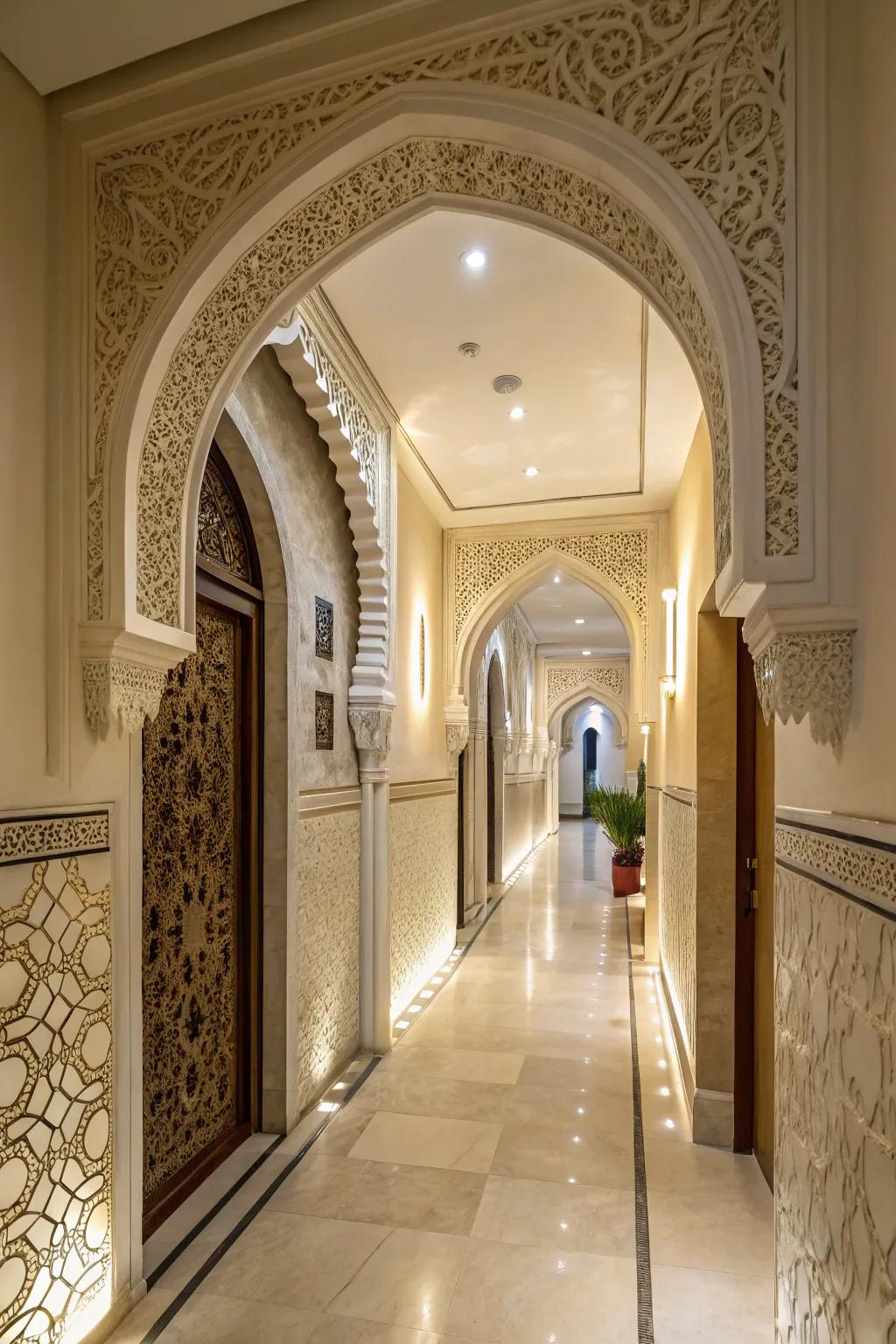 Highlighting architectural features enhances the character of your hallway.