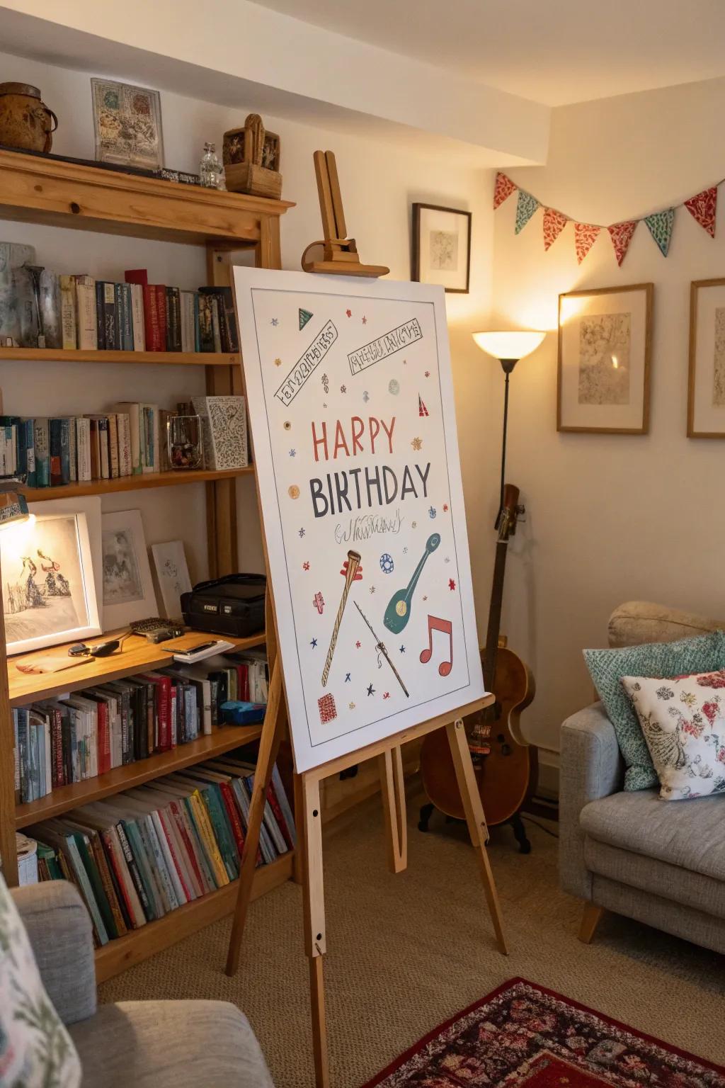 Themed birthday posters mirror the celebrant's unique interests.