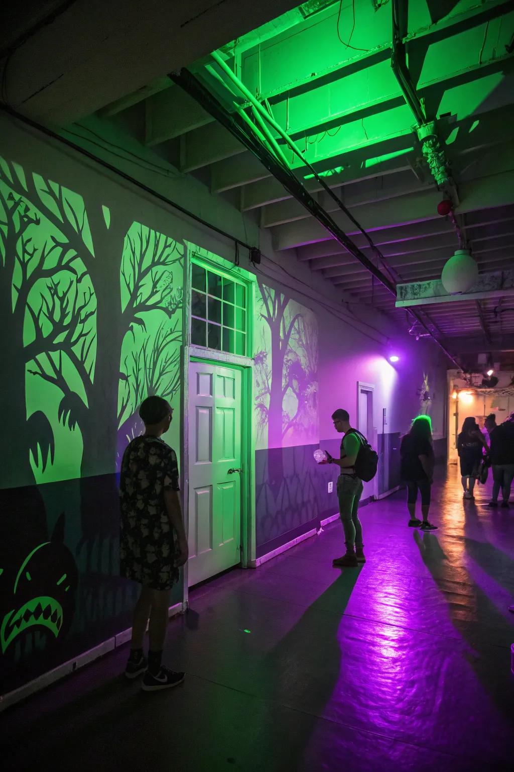 Establish a spooky mood via eerie illumination throughout your abode.