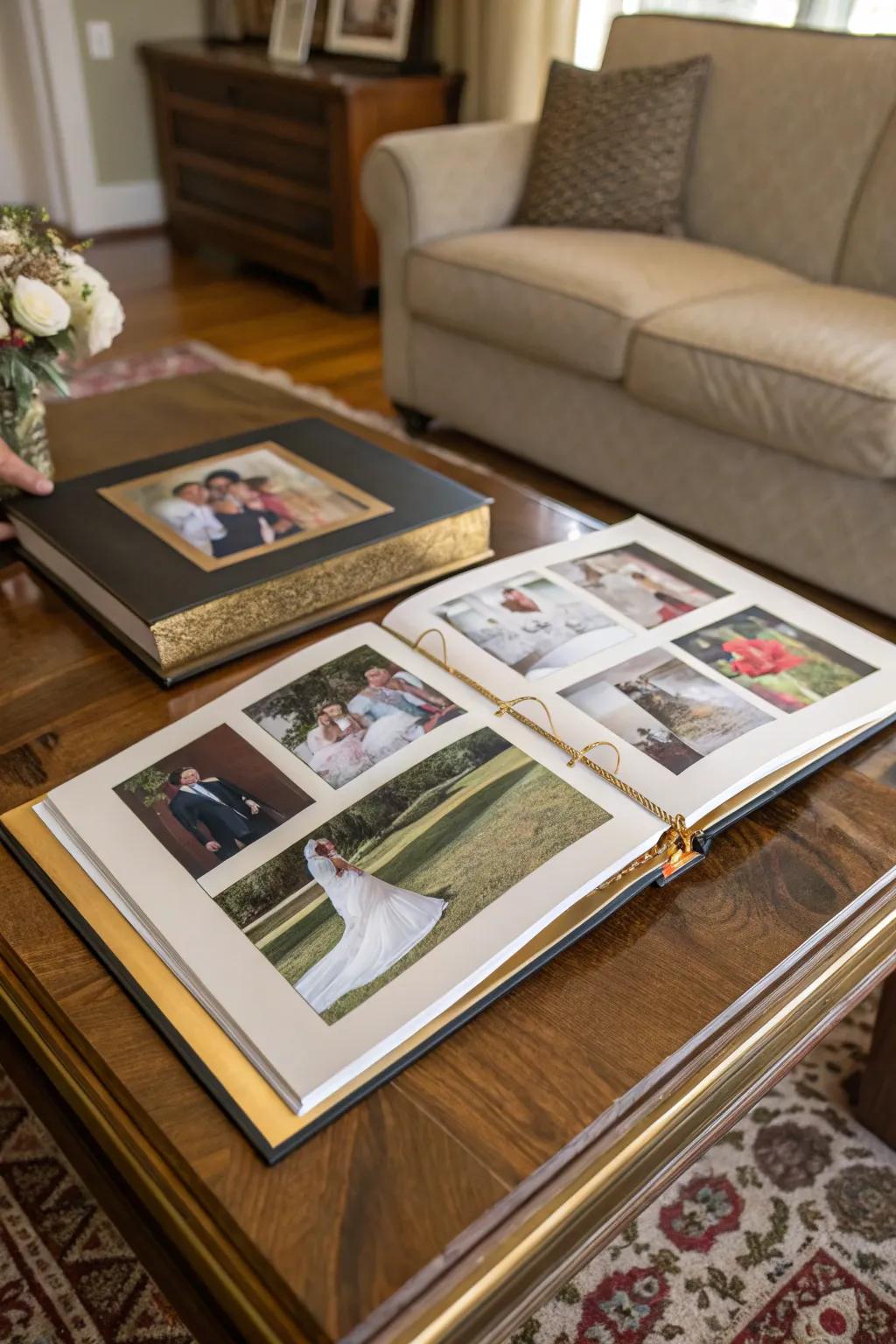 A collection of photographs capturing the unforgettable moments of a wedding day.