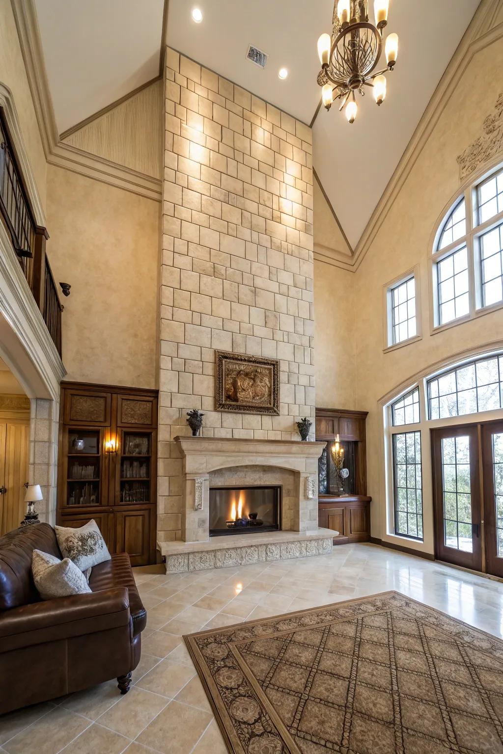 Large-scale tiles provide a sleek and modern aesthetic.