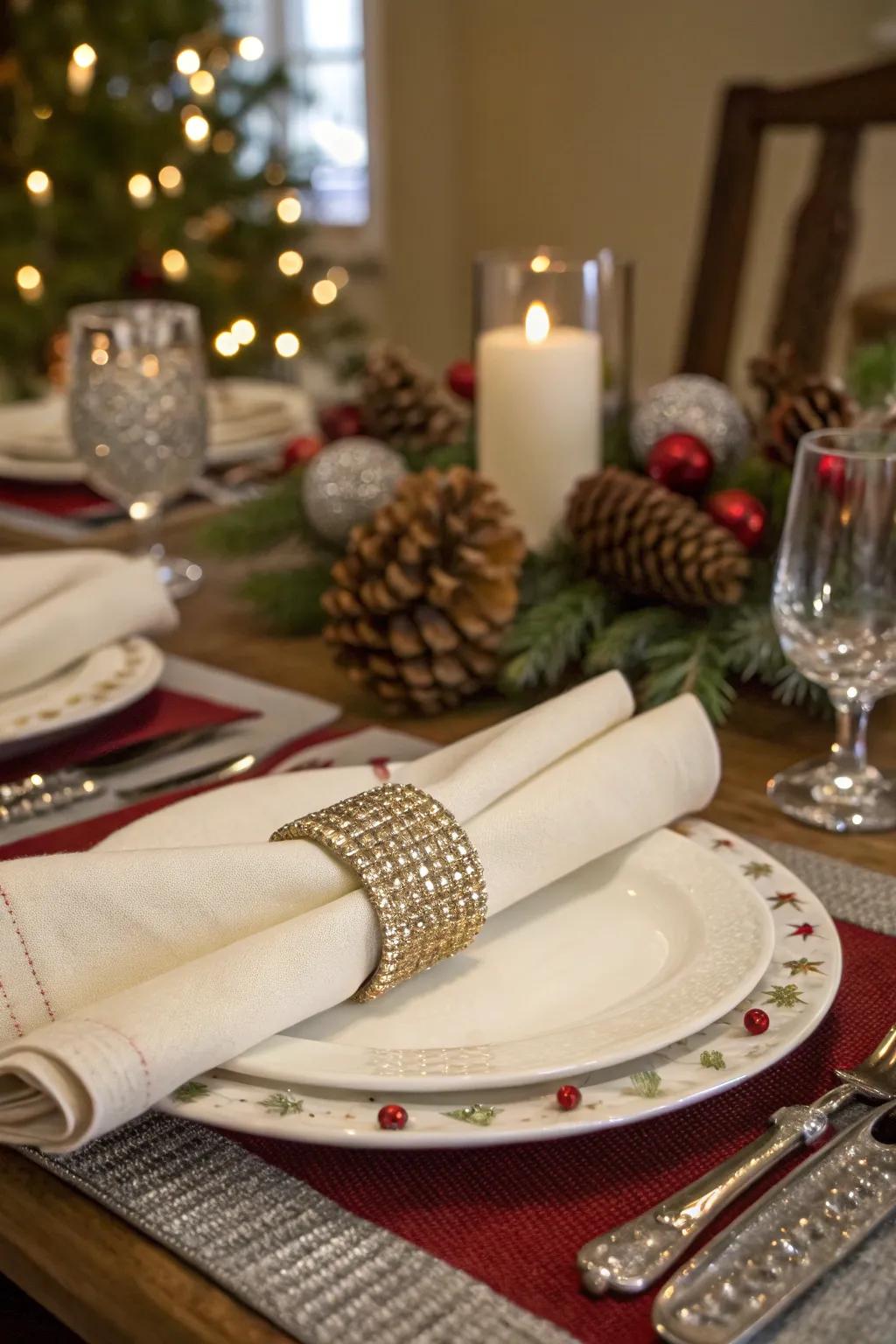 Ornamental serviette adornments inject an element of sophistication onto your table.