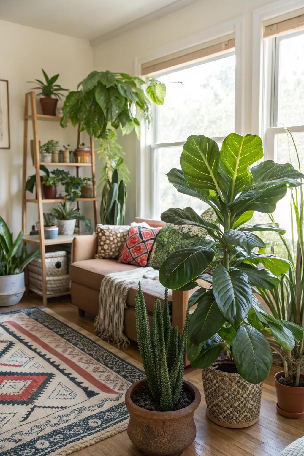 Indoor greenery introduces a refreshing element and vitality to interiors.