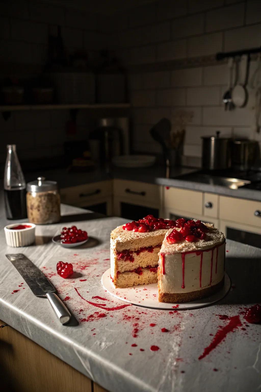 A bloodsucker puncture cake that is bloody delicious.