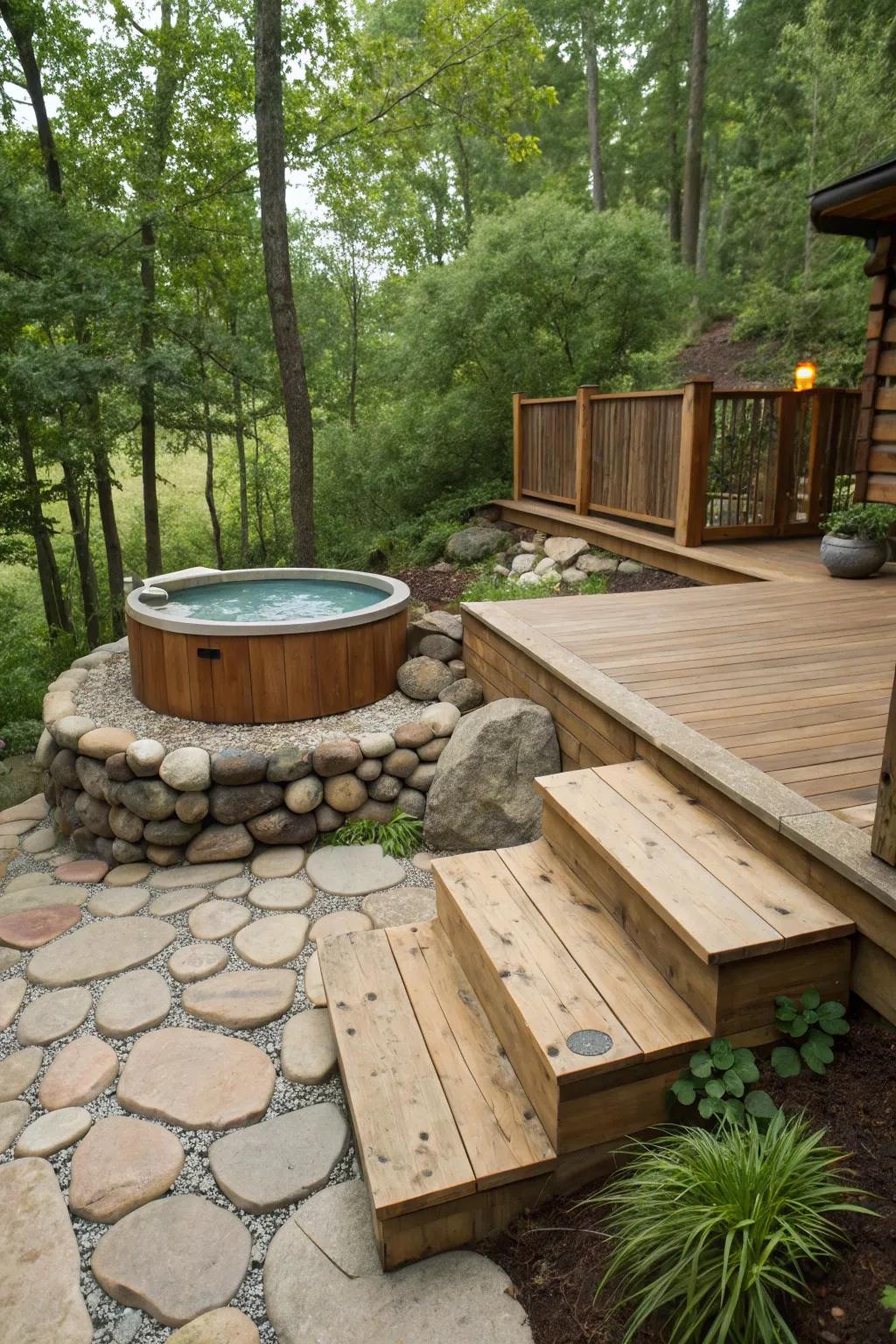 Countryside allure using stone and wood fashions a snug atmosphere.