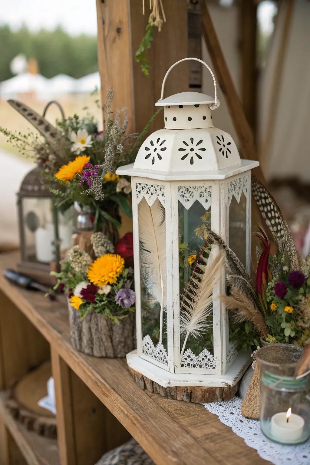 Eclectic bohemian <strong><em>gleam</em></strong> featuring feathers and wildflowers.” loading=”lazy” class=”pimg”>
	</picture><figcaption>Eclectic bohemian <strong><em>gleam</em></strong> featuring feathers and wildflowers.</figcaption></figure>
<p>Fashion a bohemian dream by intermixing feathers with wildflowers within a <strong><em>gleam</em></strong>. This eclectic merger contributes an unparalleled hint to any boho-inspired space.</p>
<h3>Consider these options:</h3>
<ul class=