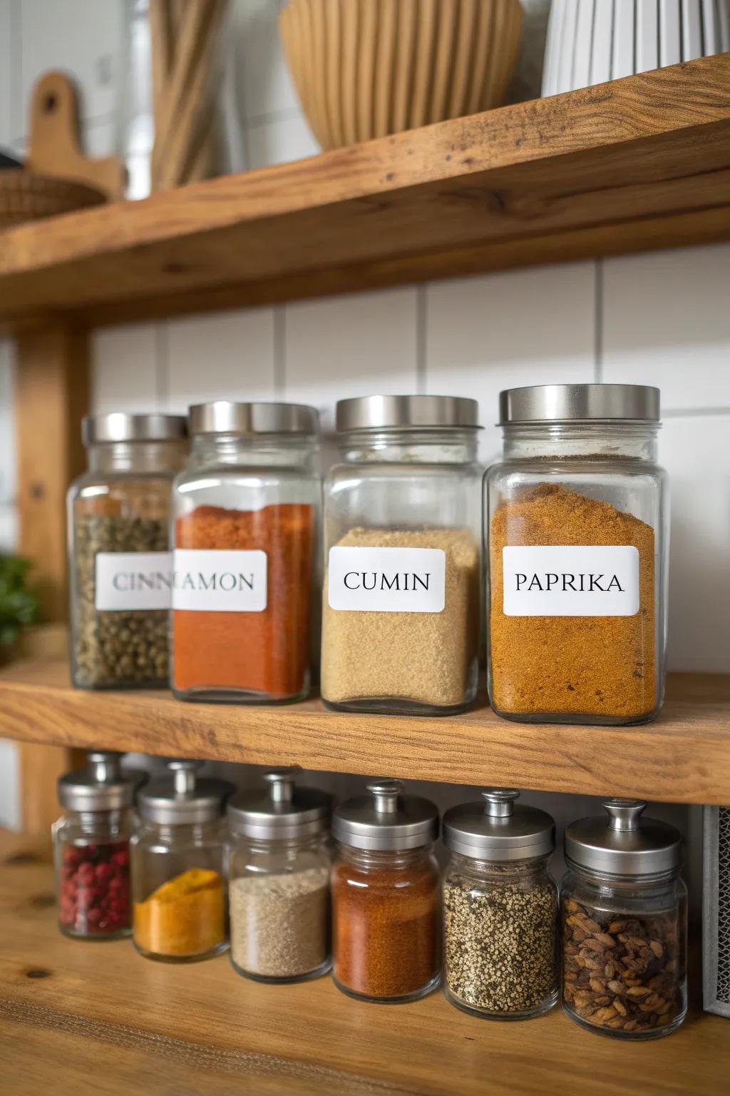 Reclaimed vials provide a sustainable, stylish spice storage solution.