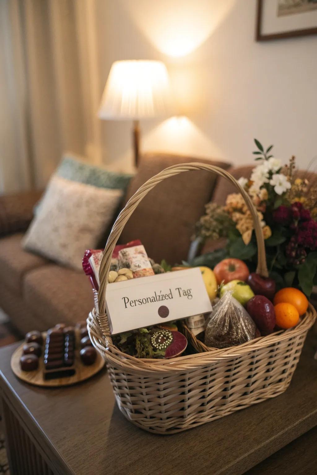 Personalized tags enrich your gift basket with heartfelt emotion.