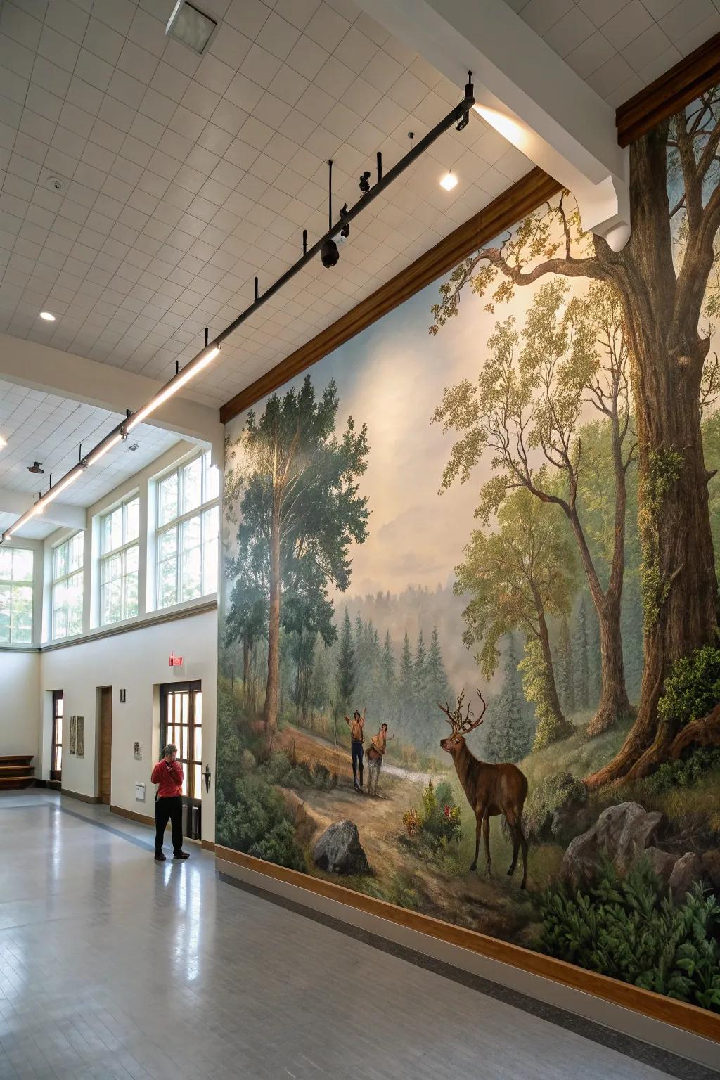 A hunt themed artwork creates an extraordinary and vibrant ambiance.