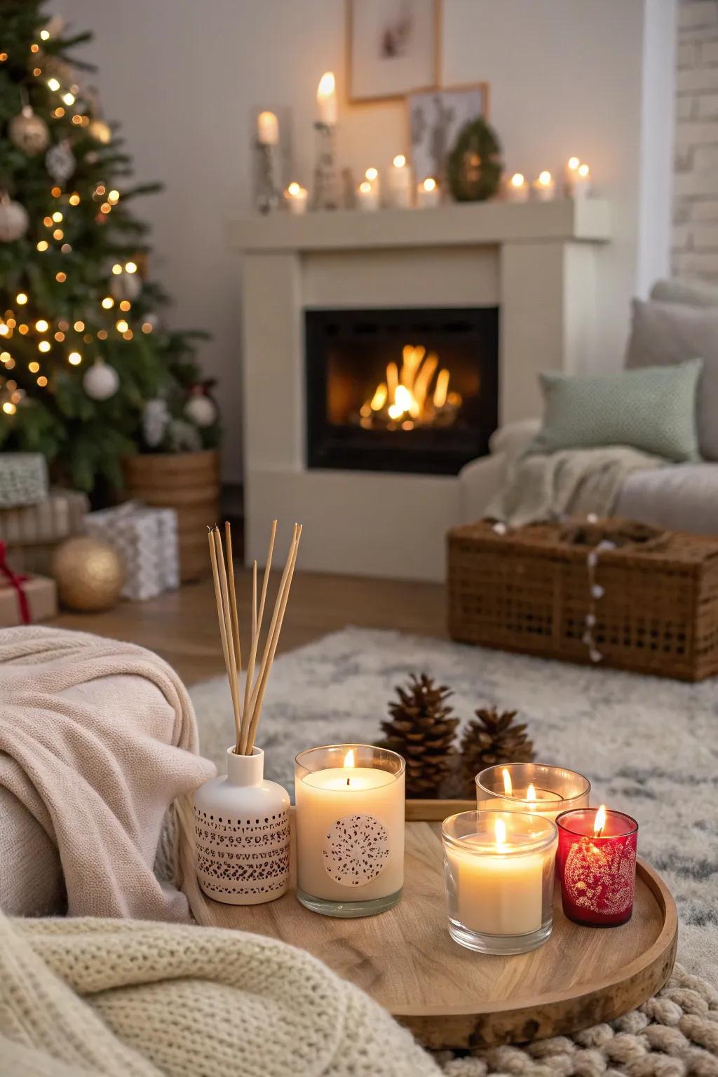 A room immersed in the welcoming fragrances of the holiday season.