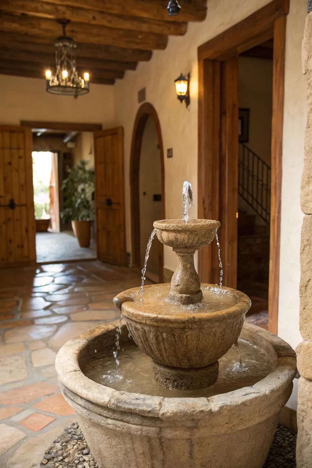 Rustic fountains bring old-world charm to your home.