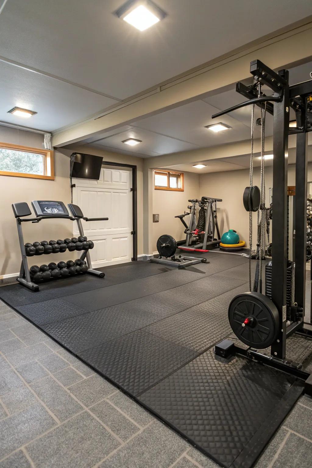 Rubber flooring is perfect for active spaces.