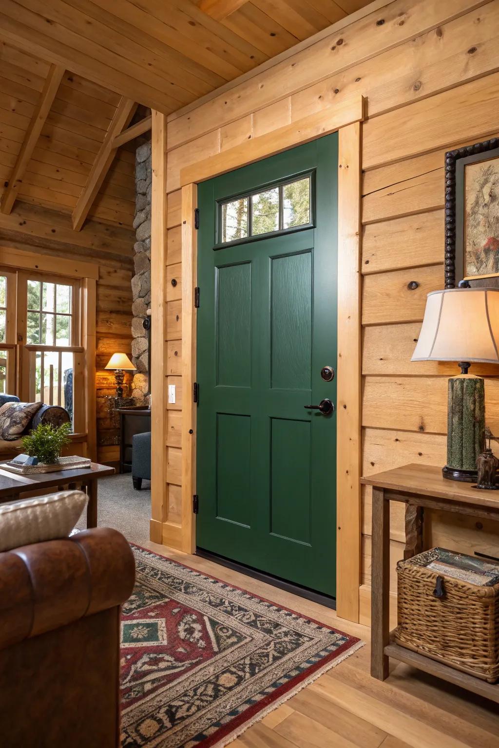 Woodland green doors connecting you to the outdoors.