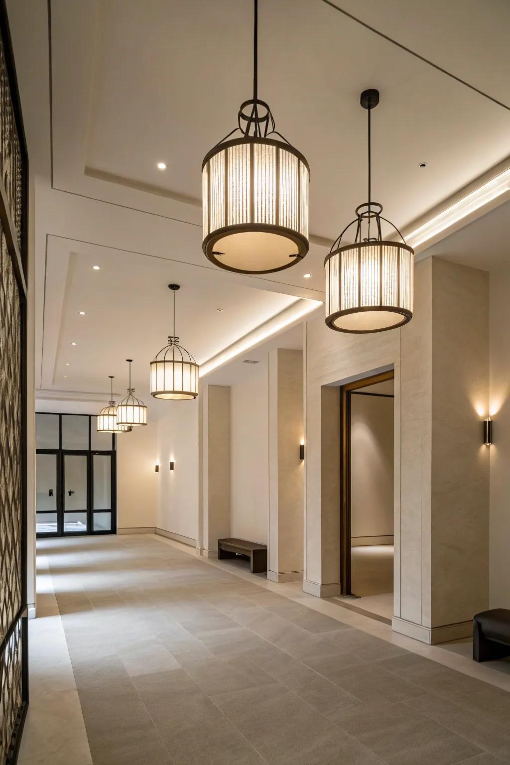 Simple lighting setups inside a contemporary layout.