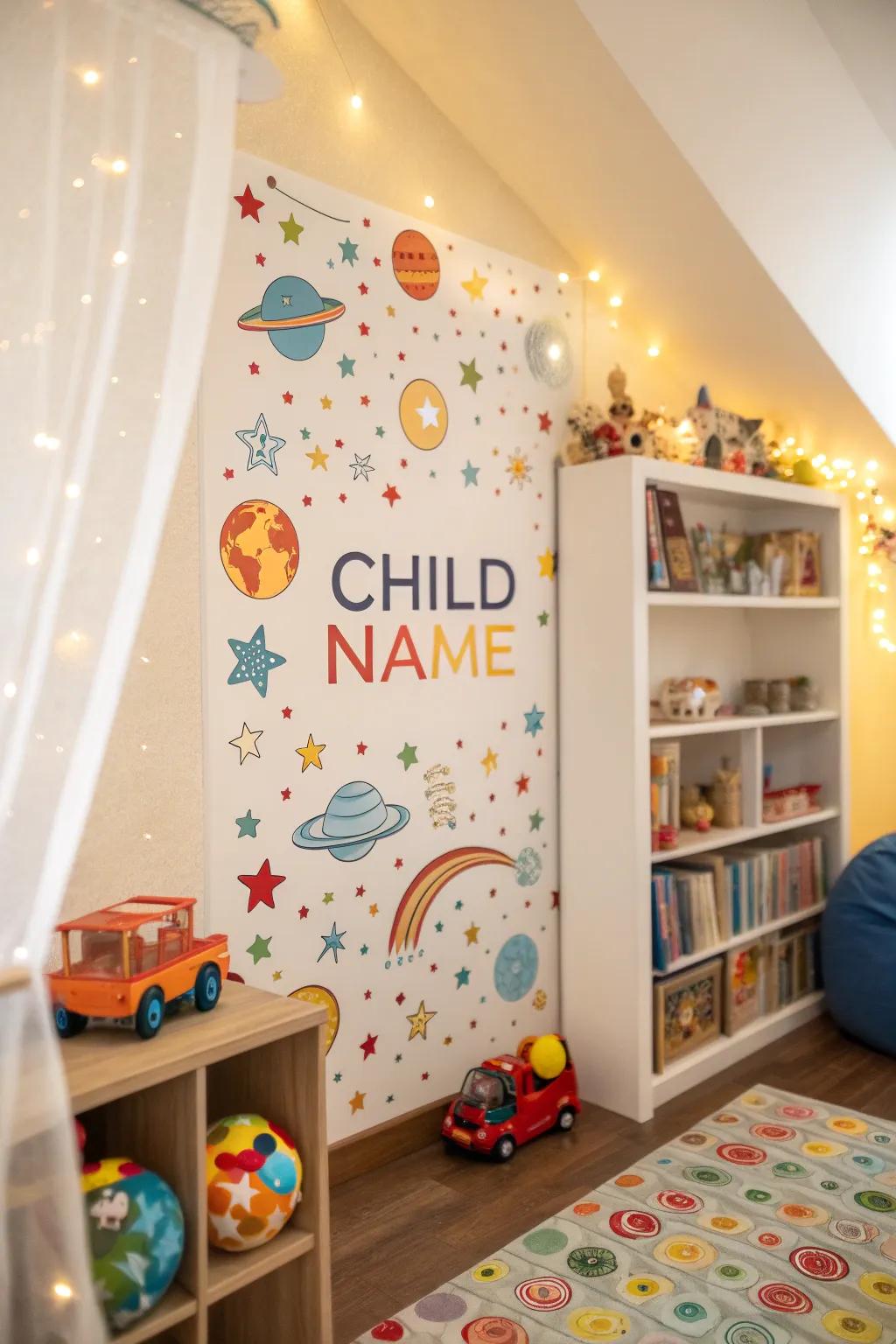 A playroom feels uniquely yours with personalized wallpaper designs.
