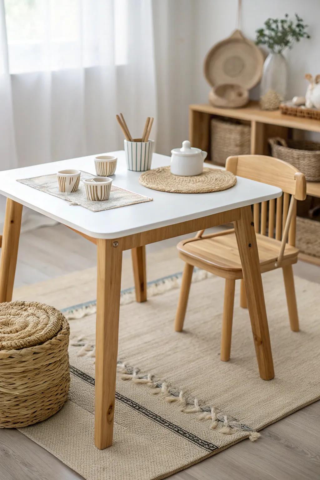 An eco-conscious table for a greener play and craft area.