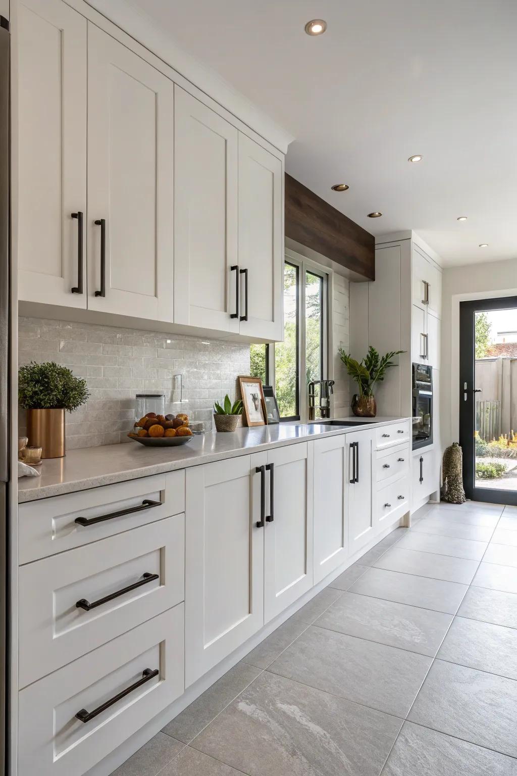 Large grips create a bold and artistic statement in the kitchen.