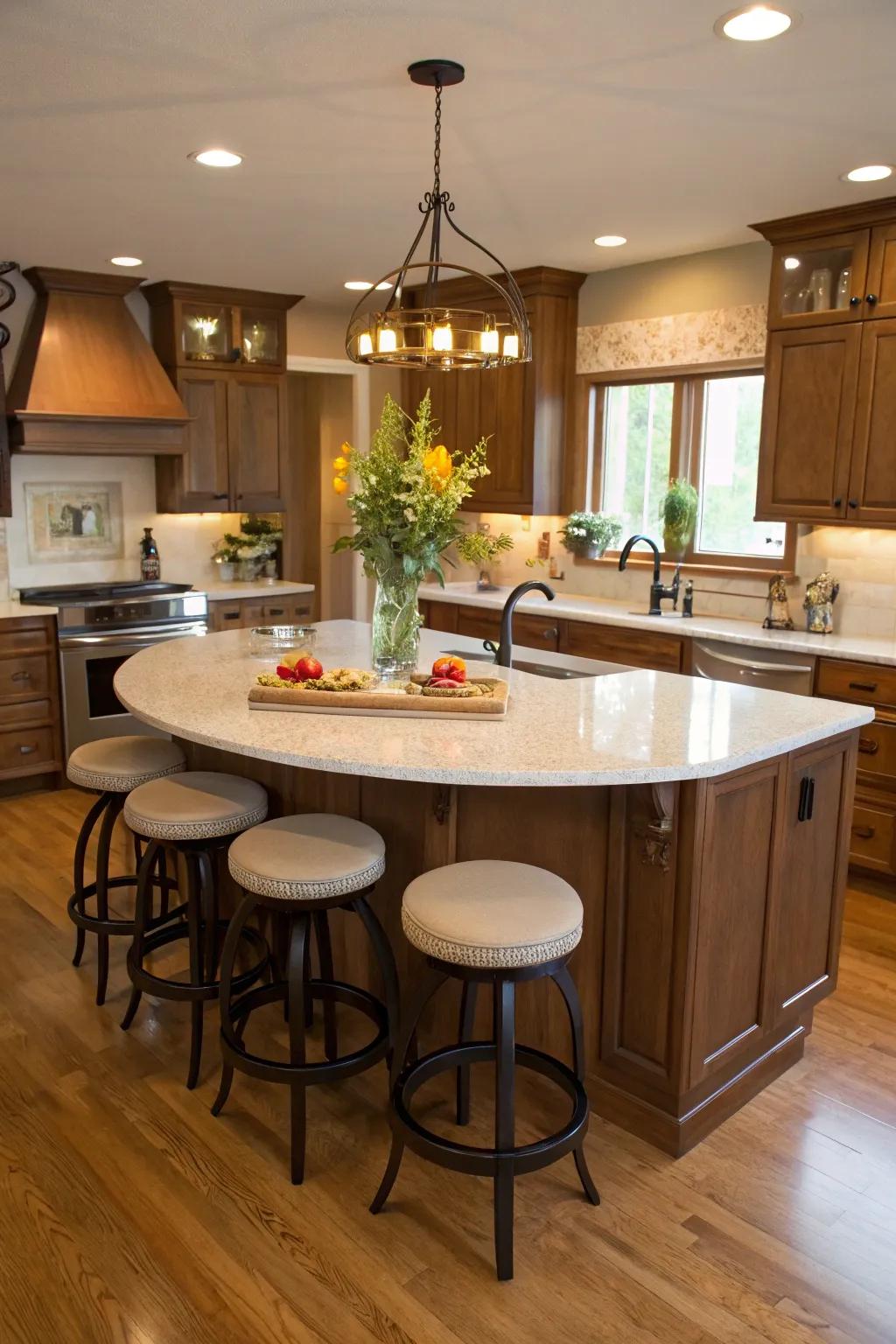 Circular seating fosters a cozy and intimate setting.