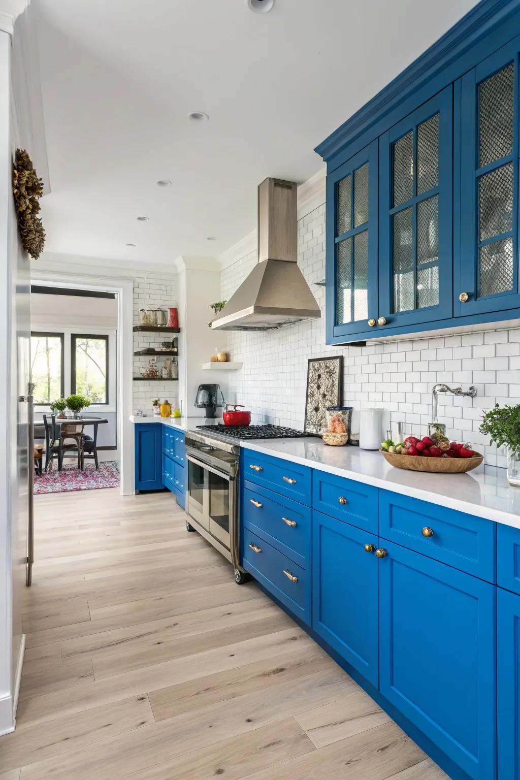 A culinary space making a statement with strong tones.