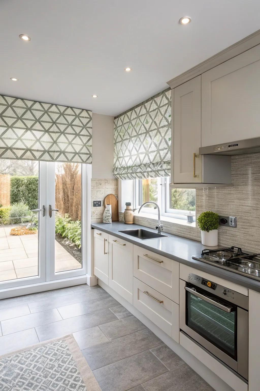 Geometric motifs impart a modern flair.