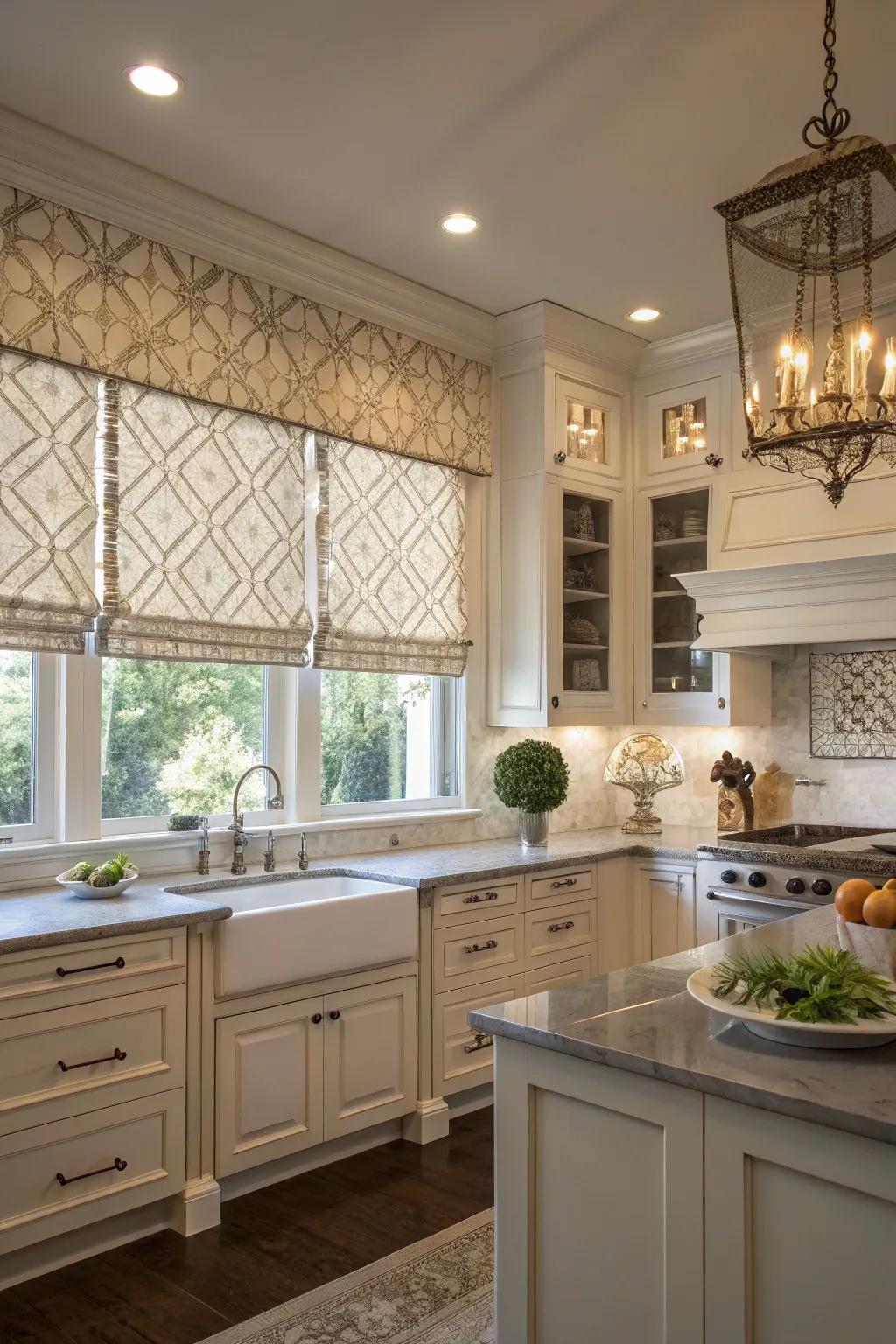 Folded shades radiate timeless sophistication and practical function.