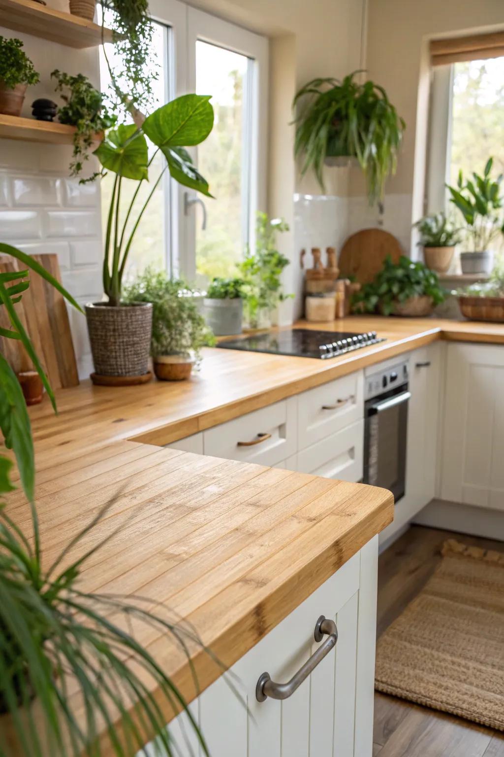 Bamboo countertops present a sustainable and fashionable selection.