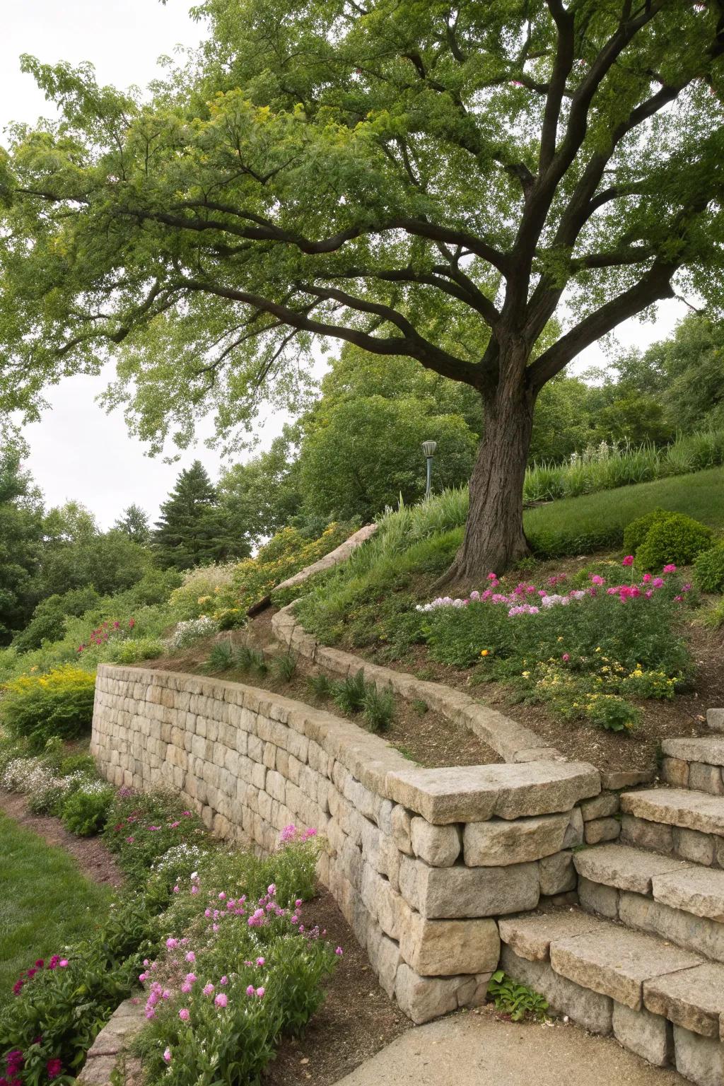 Supportive barriers introduce structure and visual appeal to sloped landscapes.