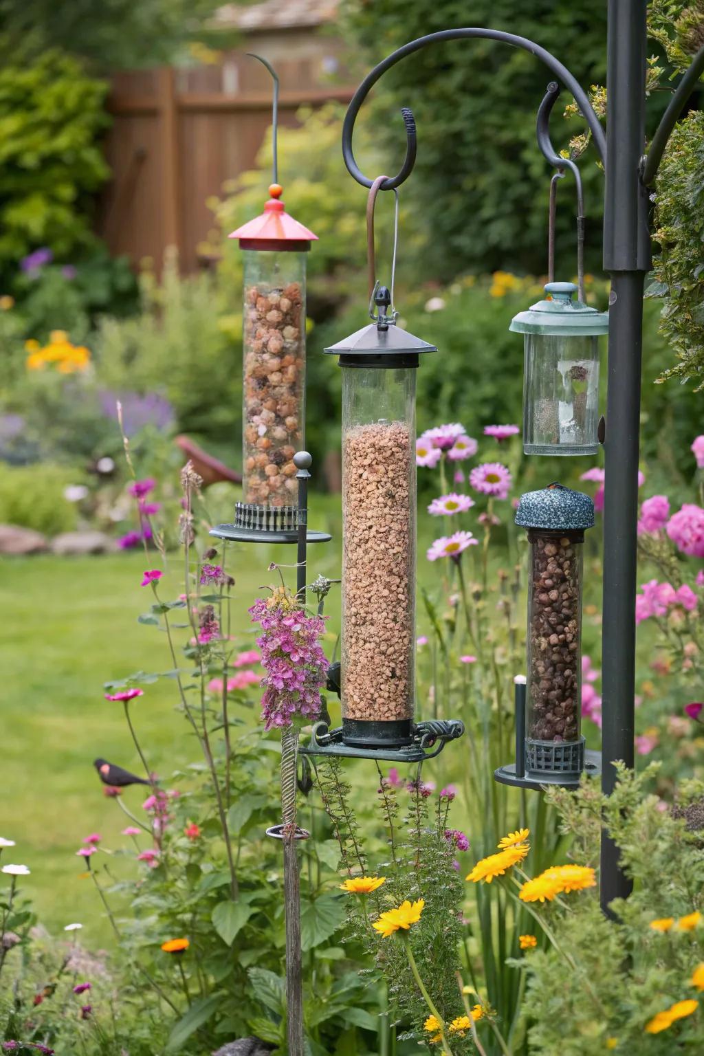 Multiple feeding points invite a diverse selection of bird species into your garden.