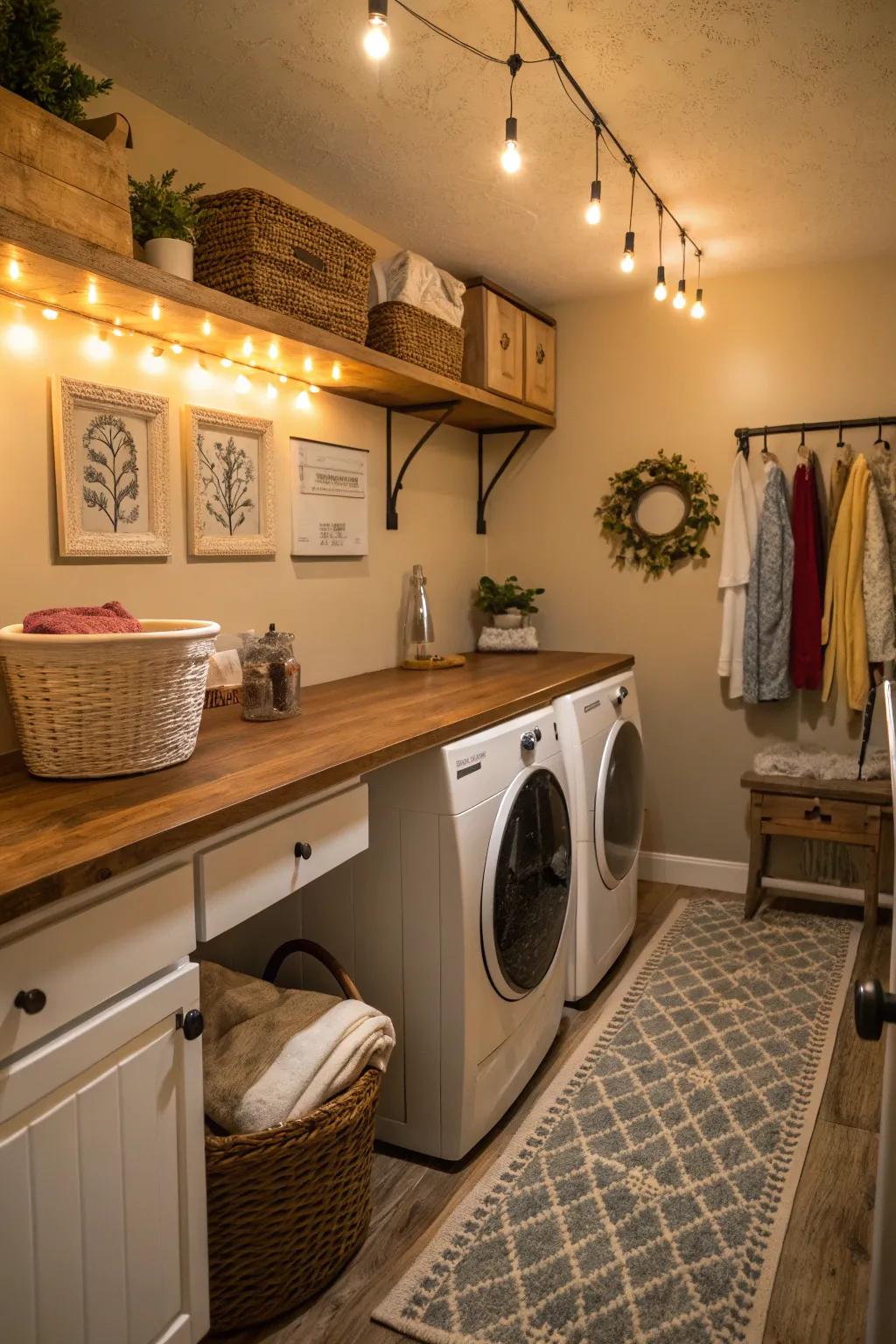 Classic charm of butcher block in the laundry room.