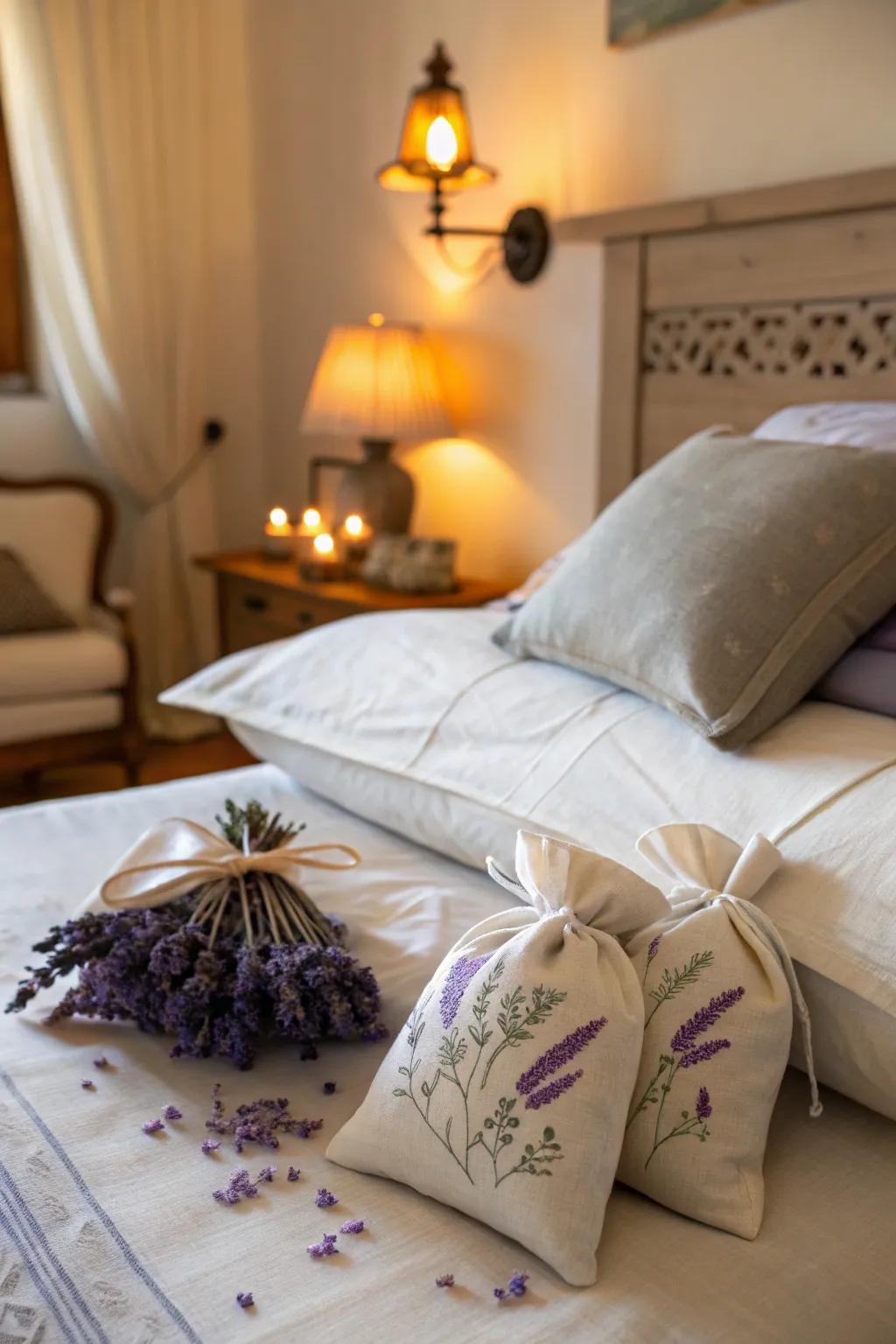Scented pouches encouraging peaceful sleep.