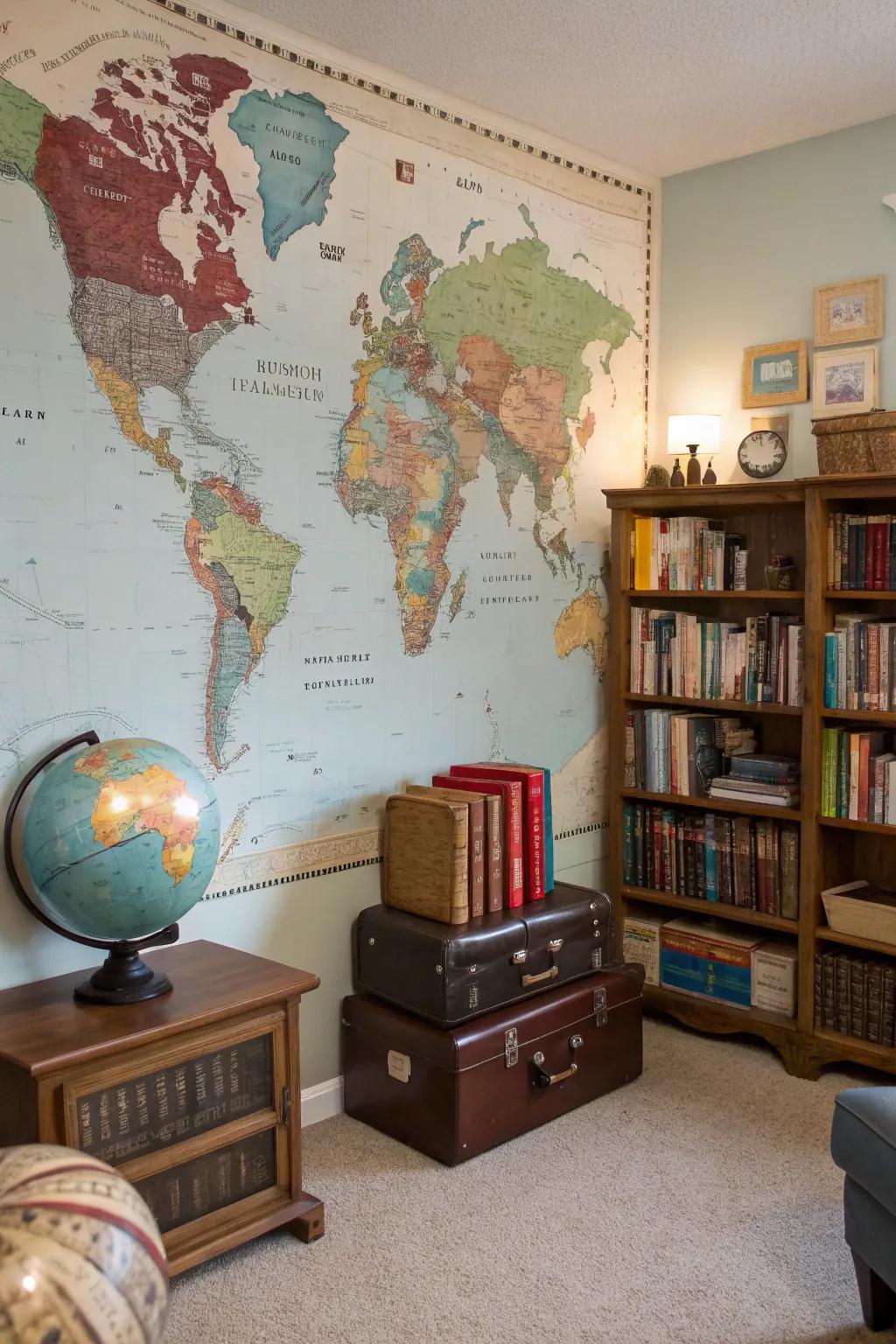 A global map display can fuel your wanderlust while you read.
