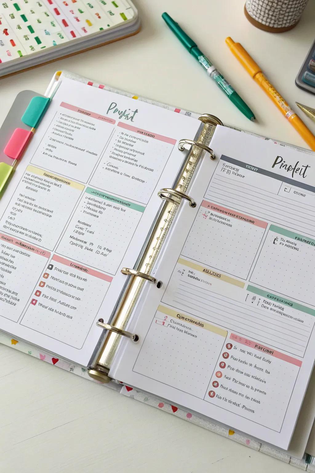 A project planner section helps organize creative endeavors.