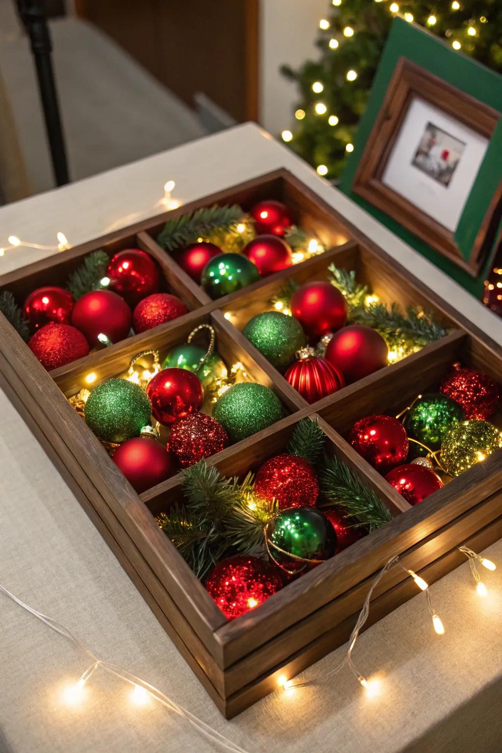 Timeless red and green Christmas diorama