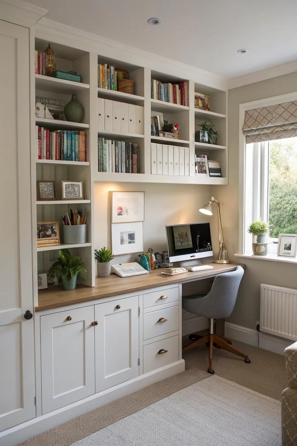 Extra space keeps the workspace neat and useful.