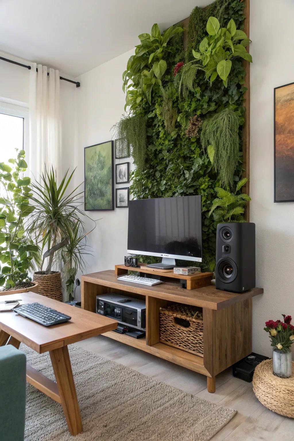 Add life and color to your setup with a vertical garden.