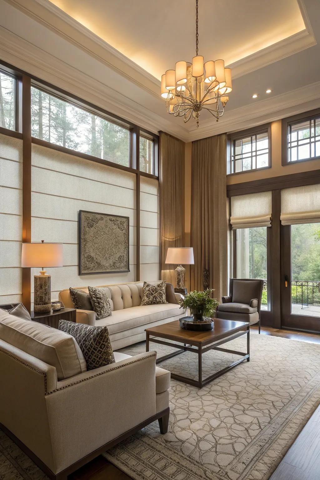Tinted glass enhances seclusion and style in a metropolitan living area.