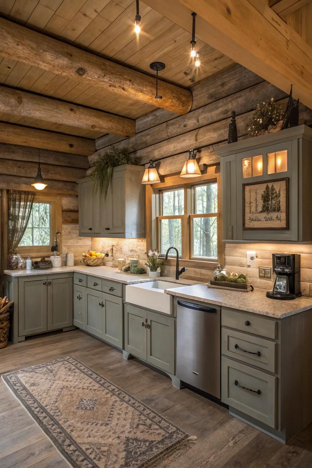 Muted hues of color inject a personalized characteristic into this snug cooking space.
