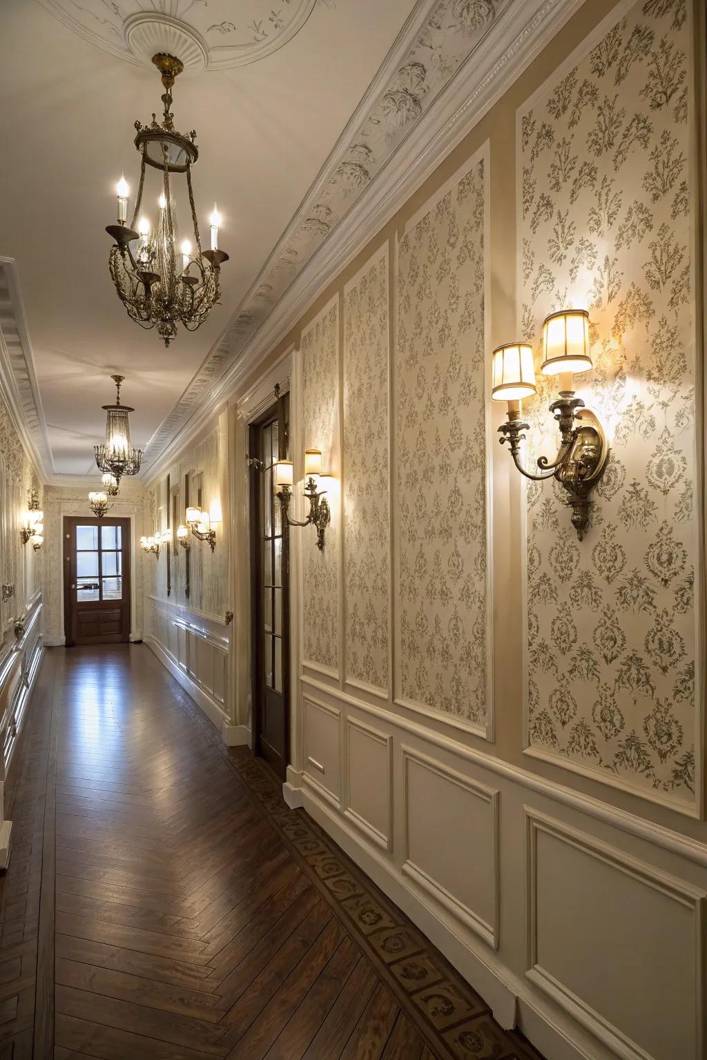 Wall sconces offer subtle lighting and sophistication.