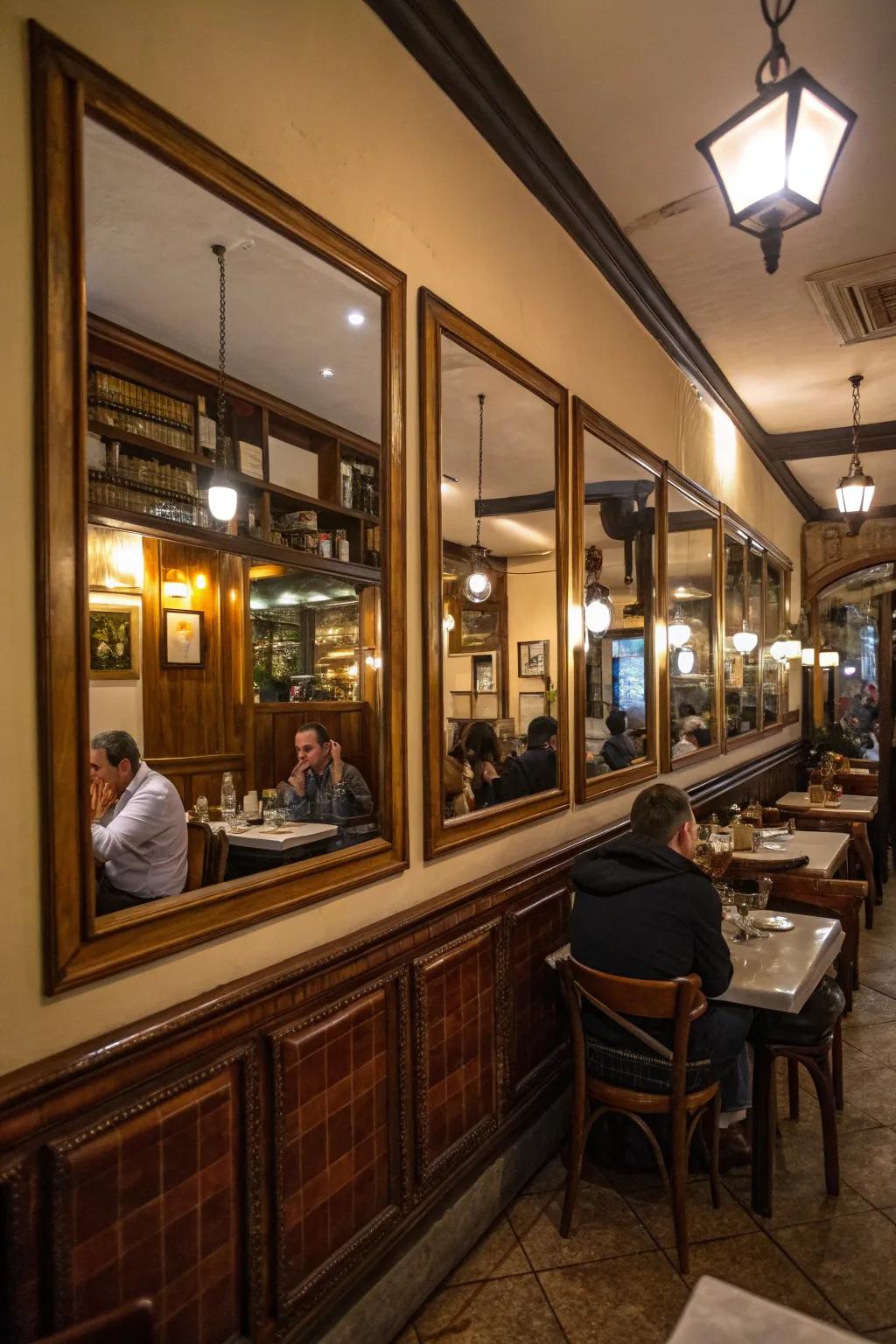 Mirrors generate the illusion of a larger space.