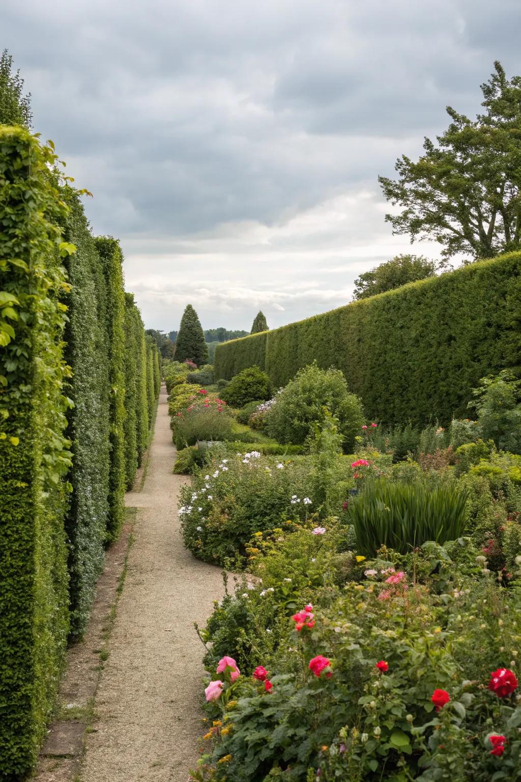 Appreciate natural seclusion with lush shrubbery fencing.