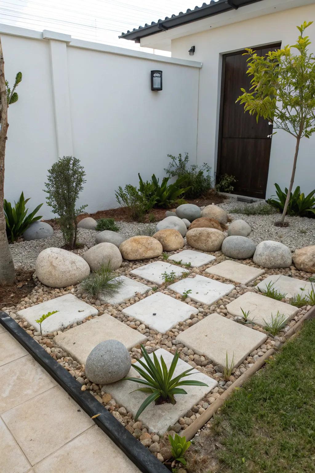A minimalist stone arrangement providing simplicity and elegance.