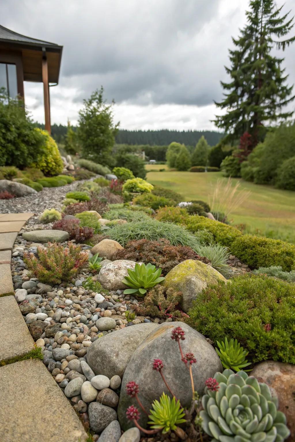 Rock gardens unite beauty with straightforwardness.