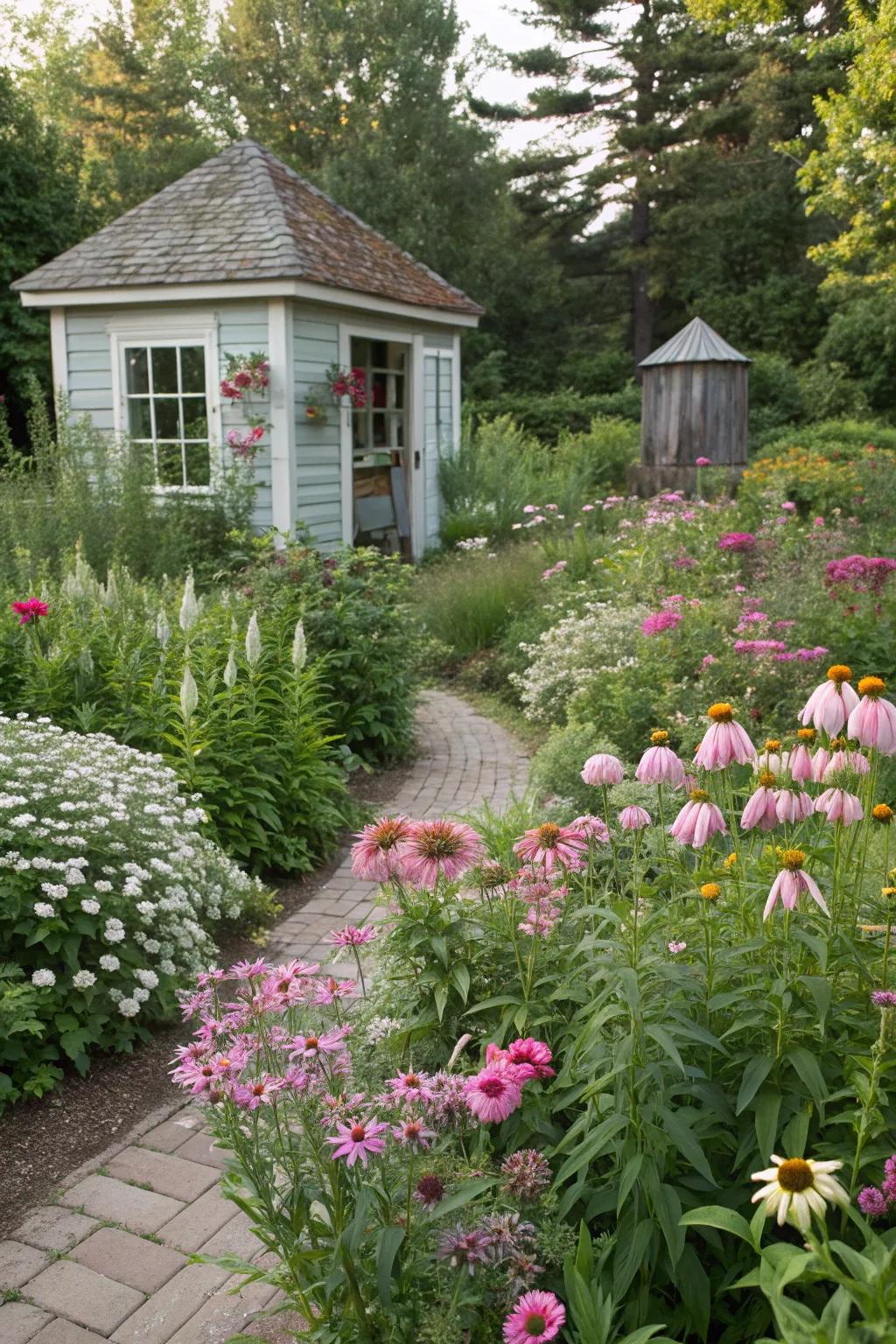 A quaint garden brimming with perennial charm.