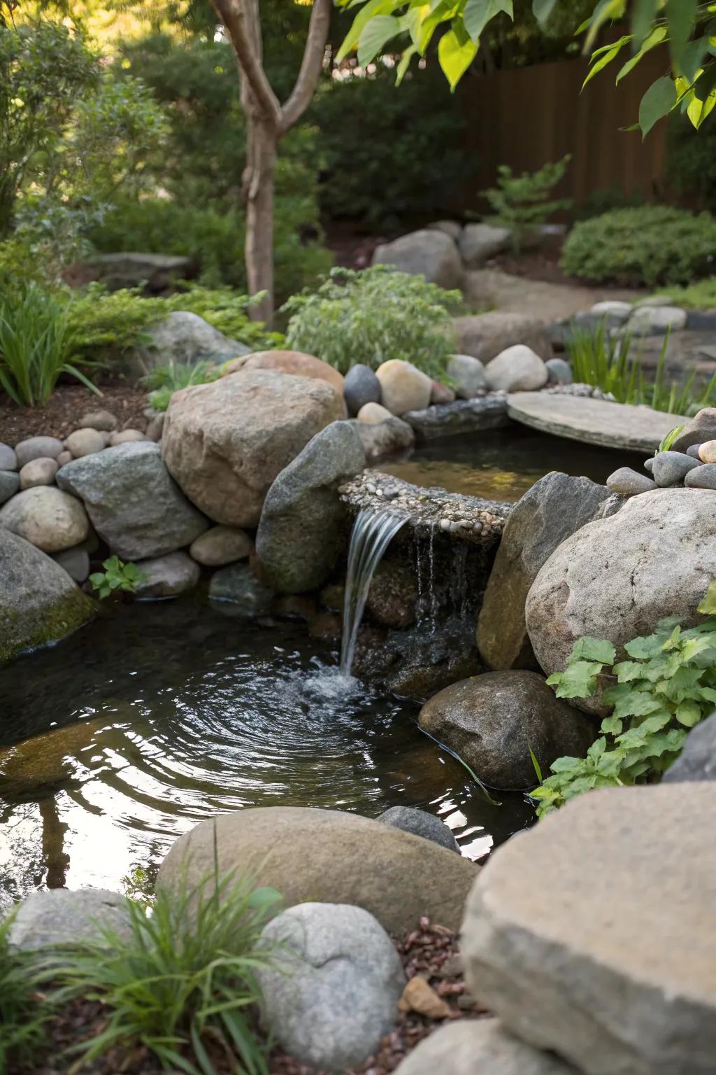 A water element appends calmness and sound.
