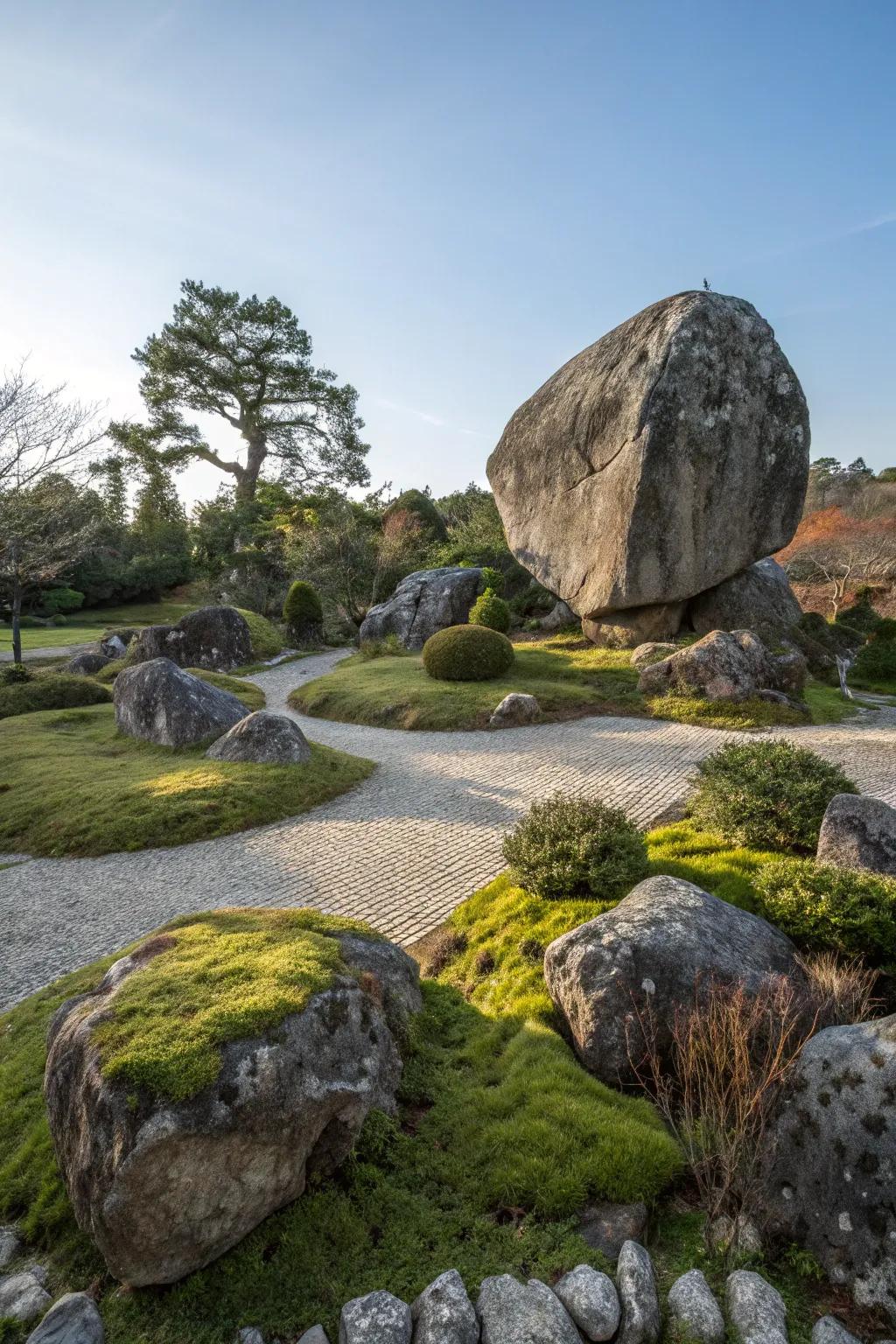 A main boulder makes a rock garden look dramatic.