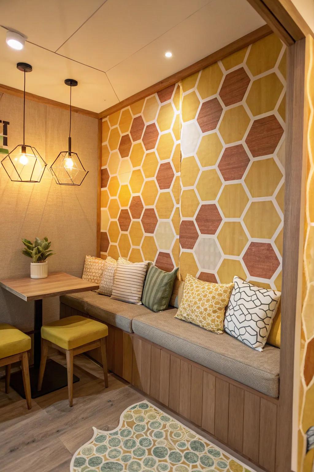 Honeycomb patterns introduce texture and charm.