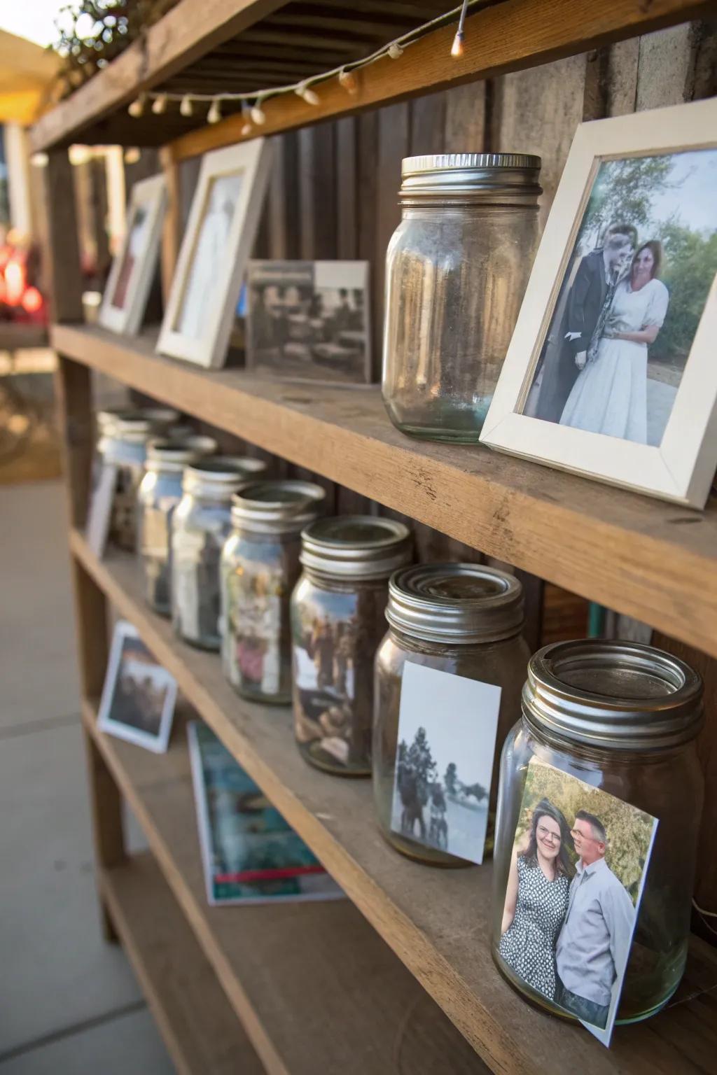 Include a personal accent with nostalgic image exhibits in preserving jars.