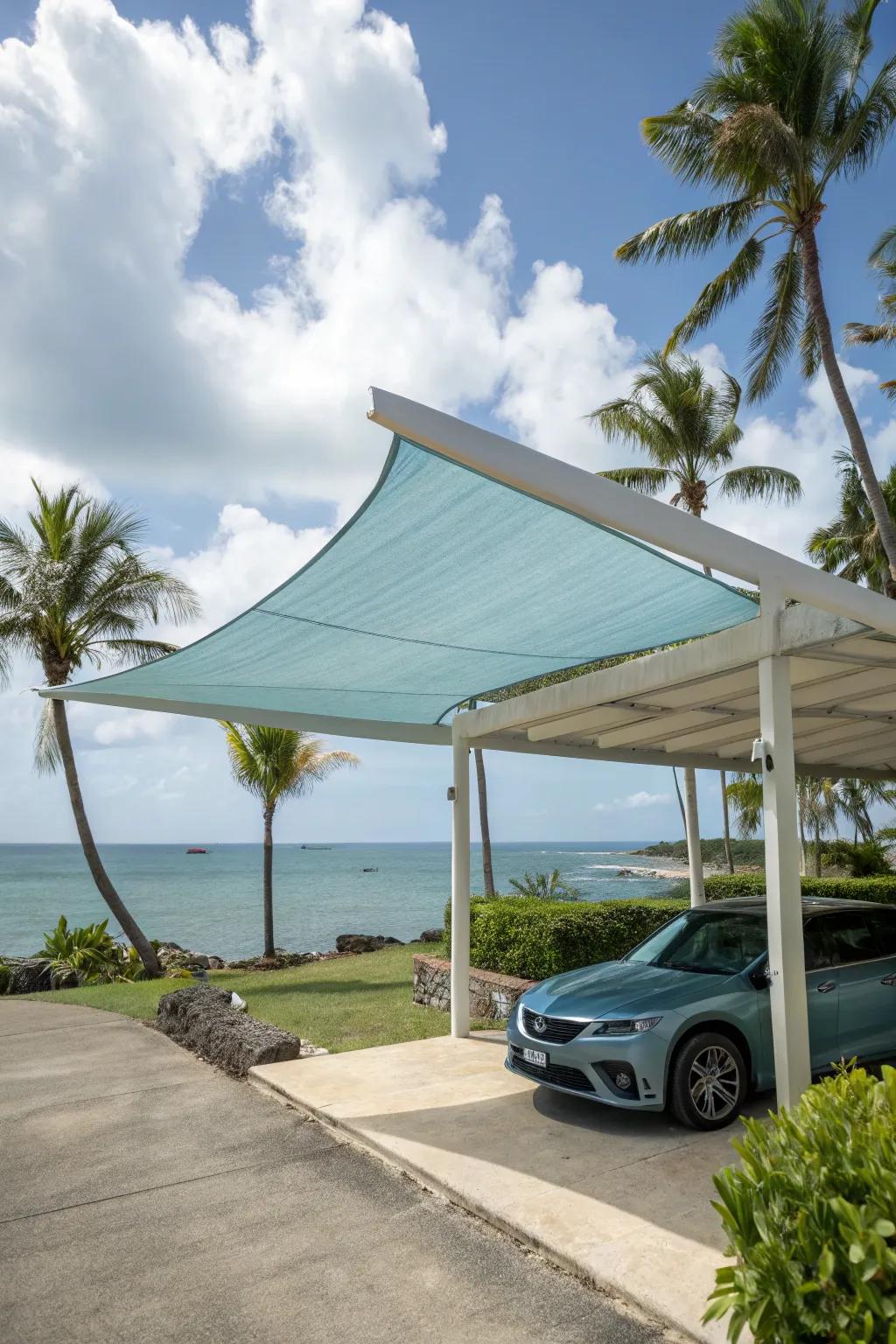 Shade sails for carports offer a stylish and breezy protective cover.